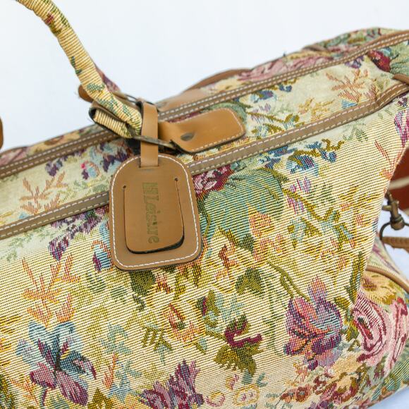 Vintage Rose Tapestry LEISURE ADVANTAGE Travel Bag Luggage Overnight Bag - Picture 7 of 9